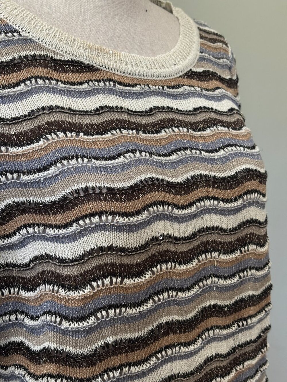 FDJ Soho Stripe Wave Knit Sweater Medium NWT - Picture 2 of 8